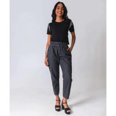 Imagem de Calça Jeans Feminina Clochard Bolsos Preto-36040 - Akiyoshi, Preto, 42