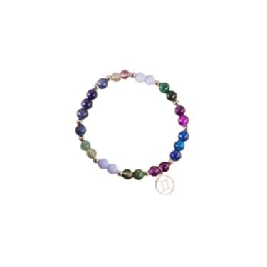 Imagem de XAM Pulseira com contas de 12 pedras do zodíaco - joia de constelação de pedras preciosas naturais e aço inoxidável, Adjustable, Pedra, Sem Pedra Preciosa