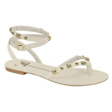 Imagem de Sandália Moleca Feminina Rasteira Gladiadora Spikes Tiras Conforto -, 