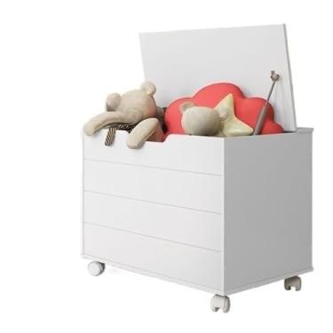 Imagem de Baú Caixa De Brinquedos Com Tampa Pés Rodízios(Branco)