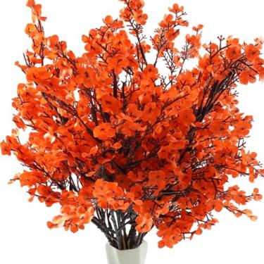 Imagem de Bairdish Ramos de flor de cerejeira de laranjeira flores artificiais para vaso, 10 pacotes de flores de seda falsa para bebês, Gypsophila falsa para escritório, casamento, mesa interna, centro de mesa