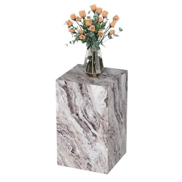 Imagem de Mesa lateral de mármore moderna, mesa de canto quadrada pequena de 50 cm para sala de estar, quarto, salão de exposições, adequada para exibir vasos, estátuas, luminárias de mesa, etc. (MAXCAP: 40,8