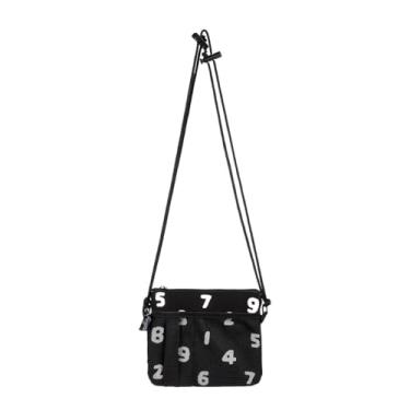 Imagem de Bolsa de telefone de tecido, mini bolsa tiracolo feminina casual com design de número, Preto, Medium, Mochila casual