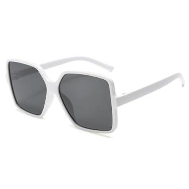 Imagem de Óculos de Sol Oversized com Lentes Degradê, Proteção UV400, para Homens e Mulheres, Ideais para Esportes ao Ar Livre, Corrida e Ciclismo, nas Cores Branco e Cinza.