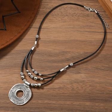 Imagem de Conjunto de colares ocidentais para mulheres, colar gargantilha cowboy cowgirl boho design espiral colar pingente sudoeste tribal acessórios de joias ajustáveis, One Size, Zinco, Sem Pedra Preciosa