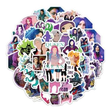 Imagem de 54 peças de adesivos descendentes para garrafas de água adesivos juvenis bonitos, à prova d'água, bonitos e modernos, adequados para copos, telefones, bicicletas, guitarras, malas, piano, skate.