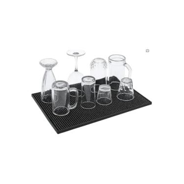 Imagem de Tapete Escorredor de Copos em Silicone, Preto, 30x15cm, Antiderrapante, Resistente ao Calor, Livre de BPA