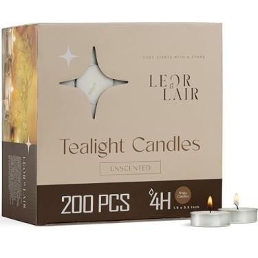 Imagem de Leor & Lair Pacote com 200 velas de chá – velas de chá a granel para casamentos, eventos e restaurantes – Mistura de cera de palma de parafina de 4 horas – Mini velas a granel para centros de mesa