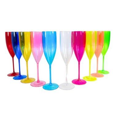 Imagem de 10 Taças De Champanhe Acrílico Cristal E Colorido 140 Ml