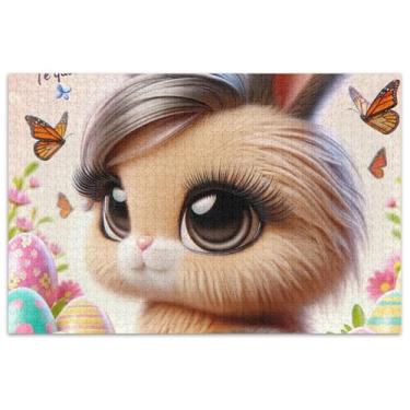Imagem de Quebra-cabeça Kawaii coelho peludo coelho 1000 peças para adultos pintura decoração natureza quebra-cabeça família amantes presentes