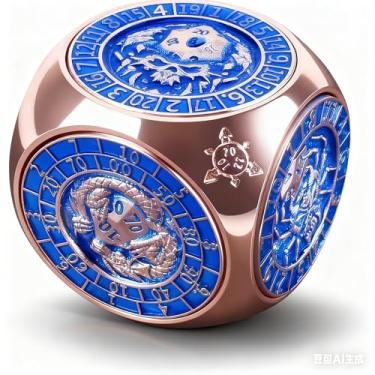 Imagem de Metal DND Spinner Dice Set 7 in 1 with 3D Relief, DND Spinner Dice, 7 in 1 Unique Metal Dice Set with 3D Relief for Dungeons and Dragons,Blue
