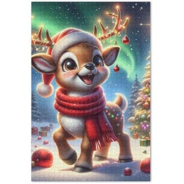 Imagem de Quebra-cabeça de Natal com rena, 1000 peças para adultos, presentes de elefantes brancos, quebra-cabeças exclusivos, estampa animal, 75 x 40 cm