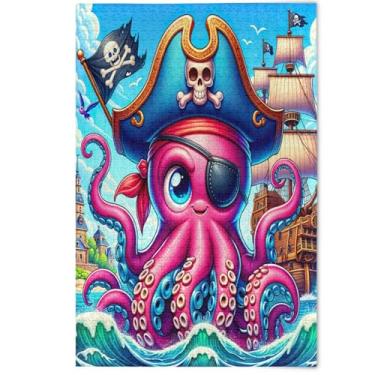 Imagem de Quebra-cabeça de capitão polvo fofo, 1000 peças para adultos, presentes de elefantes brancos para a família, paisagem, flores e animais, 1000 peças, 75 x 50 cm