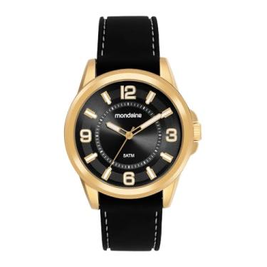 Imagem de Mondaine Relógio Masculino Preto Silicone Fivela Caixa Dourada