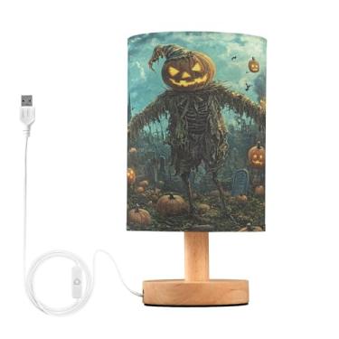 Imagem de Joisal Spooky Graveyard luminária de mesa de linho abajur de cabeceira moderno, lâmpadas de quarto pequenas