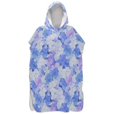 Imagem de Joisal Roupão absorvente para adultos, poncho de surfe, toalha de natação com capuz, pétalas coloridas, roxo, azul, branco, ponchos adultos para mulheres