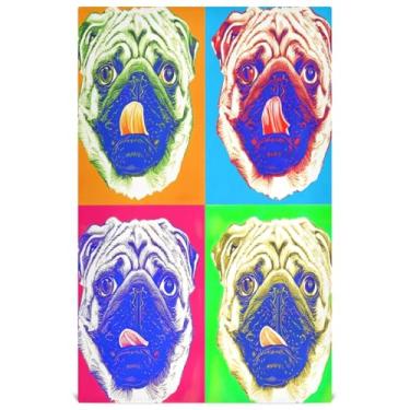 Imagem de Joisal Engraçado Pug Dog Animal Conjunto de toalha de prato decorativo bonito toalhas de chá panos absorventes macios 45 x 71 cm, 4 pacotes com 4
