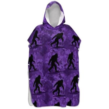 Imagem de Joisal Poncho de surfe roxo gorila preto para adultos trocador de roupa de banho toalhas com capuz ponchos de praia vestíveis para homens