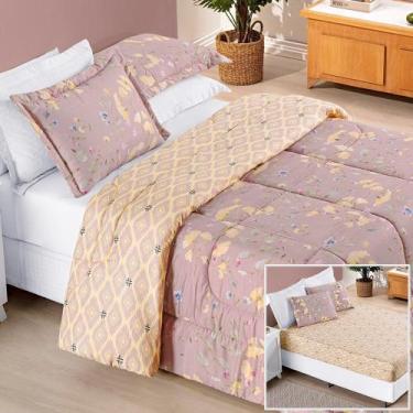 Imagem de Edredom 2,60m x 2,40m + Jogo de Cama Bouti Estampado King 06 Peças 100