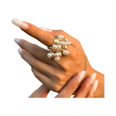 Imagem de Anel Aberto De Pedras Naturais Coloridas Para Mulheres, Anéis Largos V