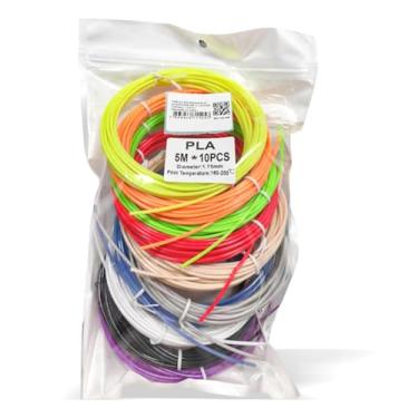 Imagem de Filamento PLA para Caneta 3D, 1,75mm, 10 Cores, 5 Metros Cada, Filamento PLA Premium para Modelagem e Artesanato, Compatível com Caneta 3D