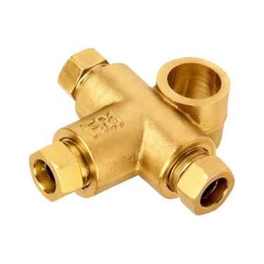 Imagem de FALVFUN T de freio em forma de T de 3 vias para carro, encaixe de linha de freio em forma de T de latão com 3 porcas macho União curta M10, conector de cotovelo de encaixe automotivo substituição para