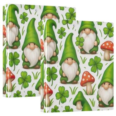 Imagem de Gnomos fofos personalizados, verde trevo, 3 fichários com 3 argolas, comporta 200 folhas, anel redondo, fichário de escritório, 31,5 x 27 x 6 cm, pacote com 2