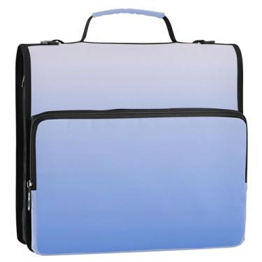 Imagem de 3 fichários de 3 anéis, anel D, magnólia, centáurea, azul, gradiente, com zíper, bolsa organizadora com alça para guardar desenhos animados escolares, pasta de portfólio com alça