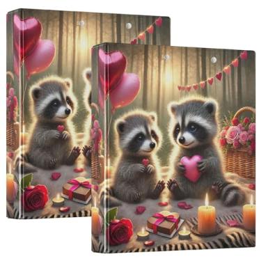 Imagem de Lindos fichários de guaxinim à luz de velas Love 3,8 cm comporta 200 folhas, pastas modernas, caderno, anel redondo, fichário de escritório, 31,5 x 27 x 6 cm, 1 pacote