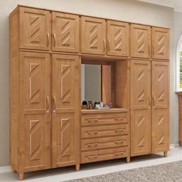 Imagem de Guarda-roupa 10 Portas 4 Gavetas Capelinha Freijó Madeira Pinus - Cava