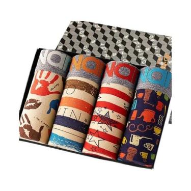 Imagem de Shorts Boxer De Algodão Masculinos 4 Peças, Roupa Íntima Sexy Para Hom