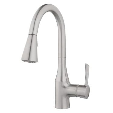 Imagem de Aqua Vista 24-K81COS-BN-AV sensor de movimento mãos livres sem toque, corpo de latão, torneira de pia de cozinha com cartucho de cerâmica, níquel escovado de puxar para baixo