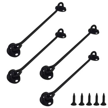 Imagem de AUXBC 2 peças de trava de gancho de 25 cm, trava deslizante de porta de celeiro de aço inoxidável para galpão de garagem de cabine de janela, trava de segurança resistente, suportes silenciosos, trava