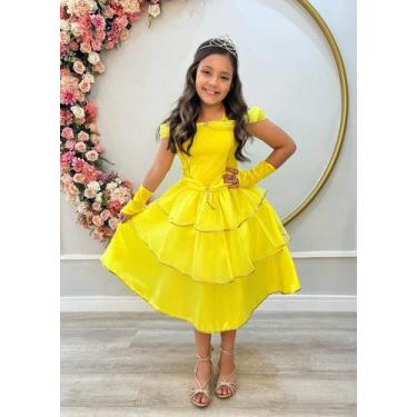 Imagem de Fantasia Infantil Princesa Bela e a Fera C/ Luvas Festas - Mali Modinh