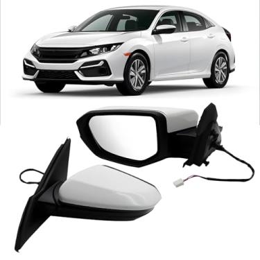 Imagem de Jecoupoon Conjunto de espelho do lado esquerdo do motorista compatível com 2016-2021 Civic 1.5L 2.0L Espelho retrovisor com ajuste de vidro elétrico substitui 76251TBAA11ZF 76258TBAA02ZA HO1320283 (3