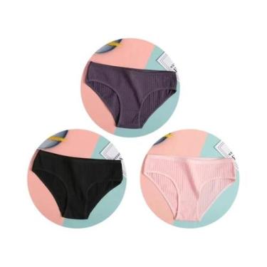 Imagem de Conjunto De 3 Calcinhas De Algodão Femininas De Cintura Baixa, Roupa Í