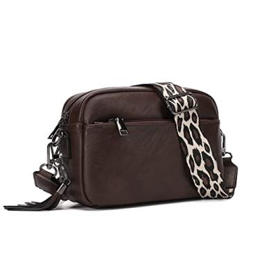 Imagem de KL928 Bolsa tiracolo pequena para mulheres, bolsa de celular de couro sintético macio, alça ajustável, bolsa carteira de ombro, Café, Tendência