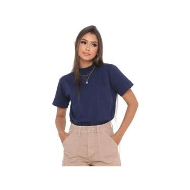 Imagem de Blusa Manga Curta Gola Alta Malha Ribana Canelada Feminina Básica Eleg