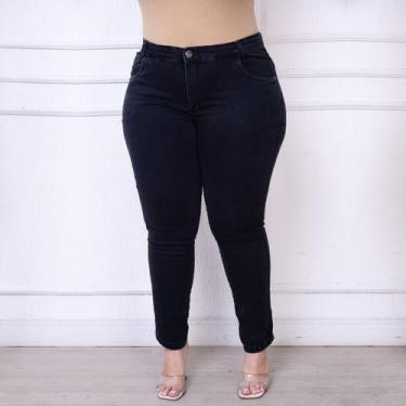 Imagem de Calça Plus Size Feminina Premium Com Jeans Marmorizado Black - Ss Jean