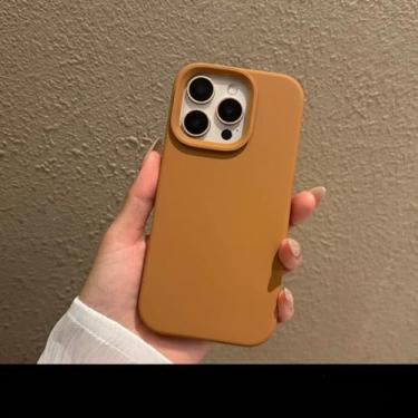 Imagem de Capa de silicone líquido fosca em cores sólidas, estilo Candy, para iPhone 14, 15, 16 Pro Max Plus, 16e, 11, 12 e 13, com botões de controle da câmera (para iPhone 11/NaiCha).