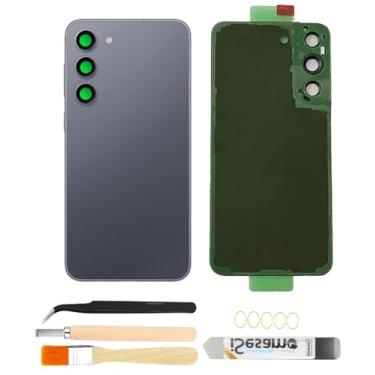 Imagem de Yuntunele Substituição da capa traseira traseira para Galaxy S23 com lente de câmera pré-instalada + ferramentas + pré-adesivo para Samsung Galaxy S23 SM-S911 Todas as operadoras (cinza)