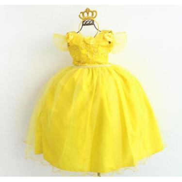 Imagem de Vestido Infantil Festa Luxo Temático Bela E A Fera Com Coroa - Pingo D