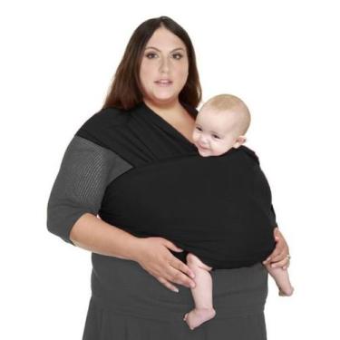 Imagem de Mamãe Canguru Baby Sling Plus Size Malha 100 Algodão 0 A 2, Preto