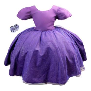 Imagem de Vestido Infantil Meninas Violeta Luxo Roxo Festa Com Tiara - Pingo De 