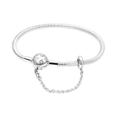 Imagem de Pulseira Feminina De Prata 925 17-20CM Corrente De Osso De Cobra Lua C