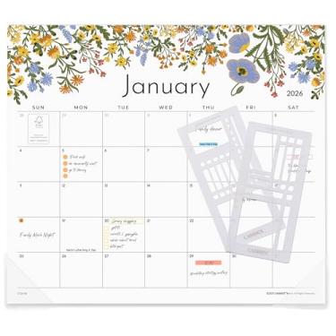 Imagem de Cabbrix Calendário magnético para geladeira, calendário de geladeira 2026 de janeiro de 2026 a junho de 2027 com conjunto de estêncil para planejar e organizar sua vida, 33 x 29 cm, flor