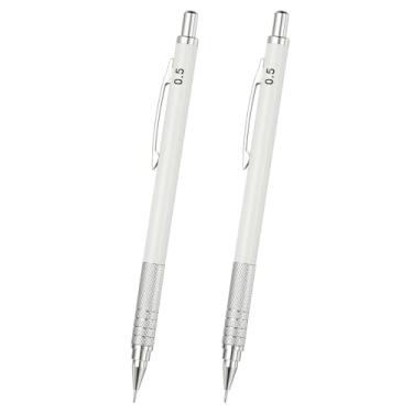 Imagem de PATIKIL 2 peças de lapiseira de 0,5 mm, suporte mecânico de ponta fina para desenho, arte, esboço, marcenaria, branco