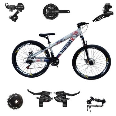 Imagem de Bicicleta 26 VikingX T25 24v Freeride Shimano K7 Cubo e Catraca Pneu Balão Flame-Unissex