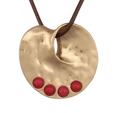 Imagem de Jeilwiy Colar de couro feminino descolado, gargantilha, cordão com pingente, joia estilo boho, Couro sintético, Sem Pedra Preciosa