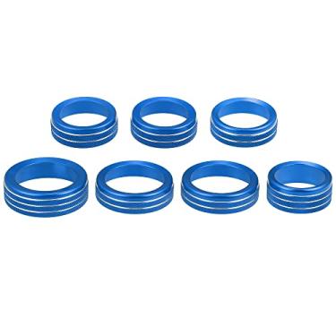 Imagem de ACROPIX Reboque de interruptor CA de carro de liga de alumínio azul 4WD Volume Tampa do botão do farol Guarnição do Anel Apto para Ford F-150 2021-2022 - Pacote com 7